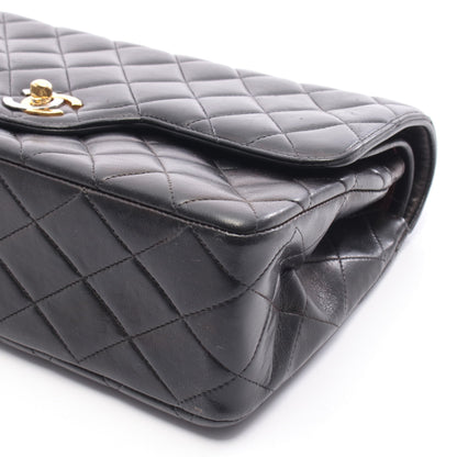 マトラッセ パリ限定 Wフラップ Wチェーンショルダーバッグ ラムスキン ブラック コンビ金具 シャネル バッグ CHANEL