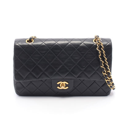 マトラッセ Wフラップ Wチェーンショルダーバッグ ラムスキン ブラック ゴールド金具 シャネル バッグ CHANEL