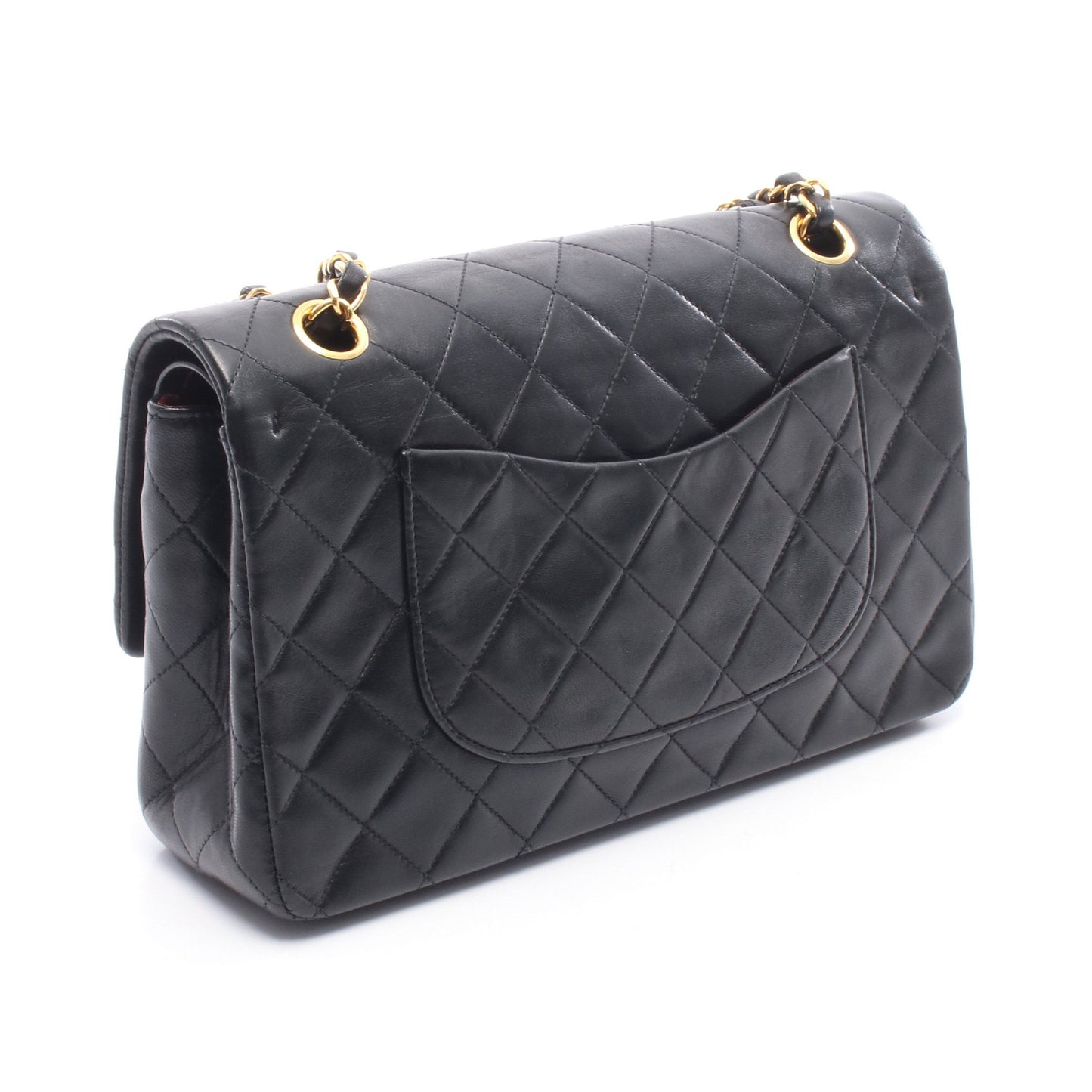 マトラッセ Wフラップ Wチェーンショルダーバッグ ラムスキン ブラック ゴールド金具 シャネル バッグ CHANEL