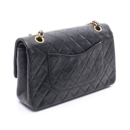 マトラッセ Wフラップ Wチェーンショルダーバッグ ラムスキン ブラック ゴールド金具 シャネル バッグ CHANEL