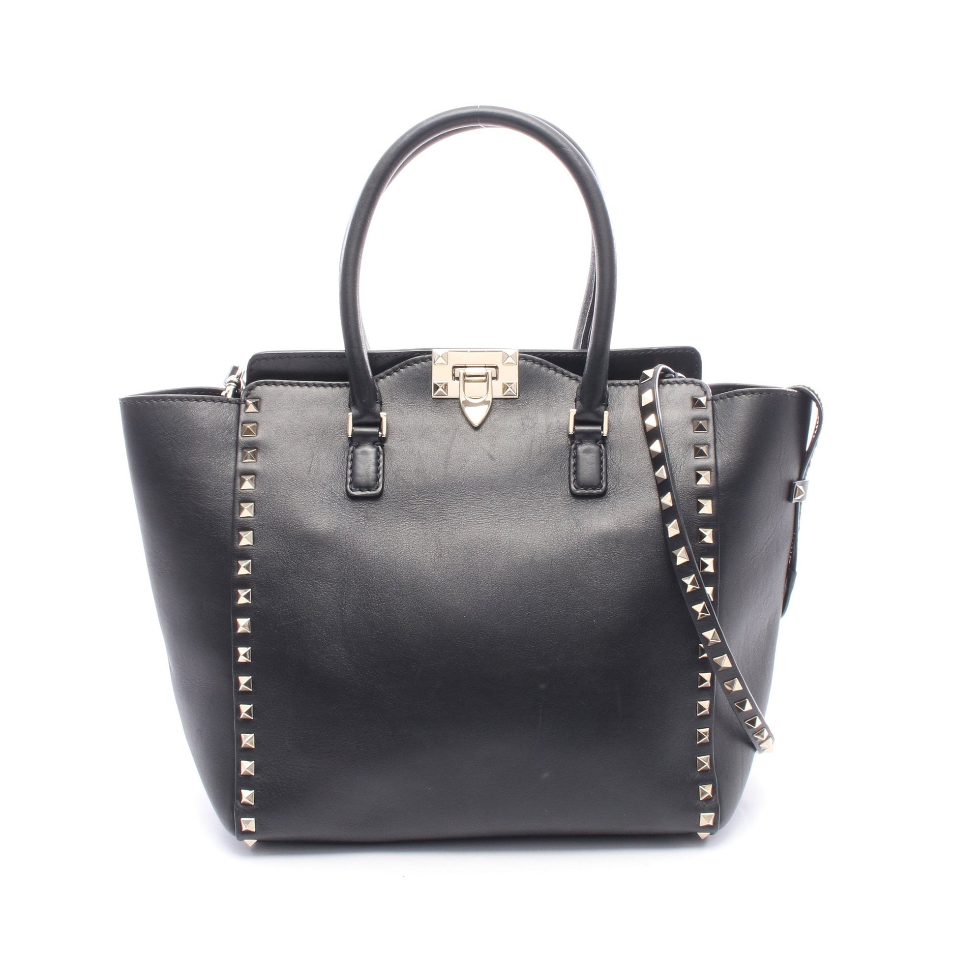 ロックスタッズ ハンドバッグ トートバッグ レザー ブラック 2WAY ヴァレンティノガラヴァーニ バッグ VALENTINO GARAVANI