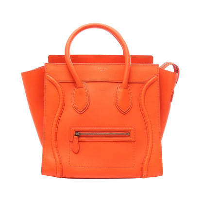 ラゲージ ミニショッパー ハンドバッグ レザー オレンジレッド セリーヌ バッグ CELINE