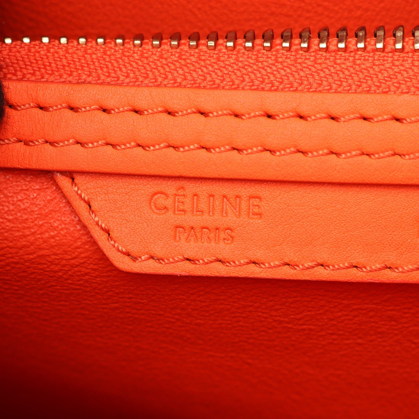 ラゲージ ミニショッパー ハンドバッグ レザー オレンジレッド セリーヌ バッグ CELINE