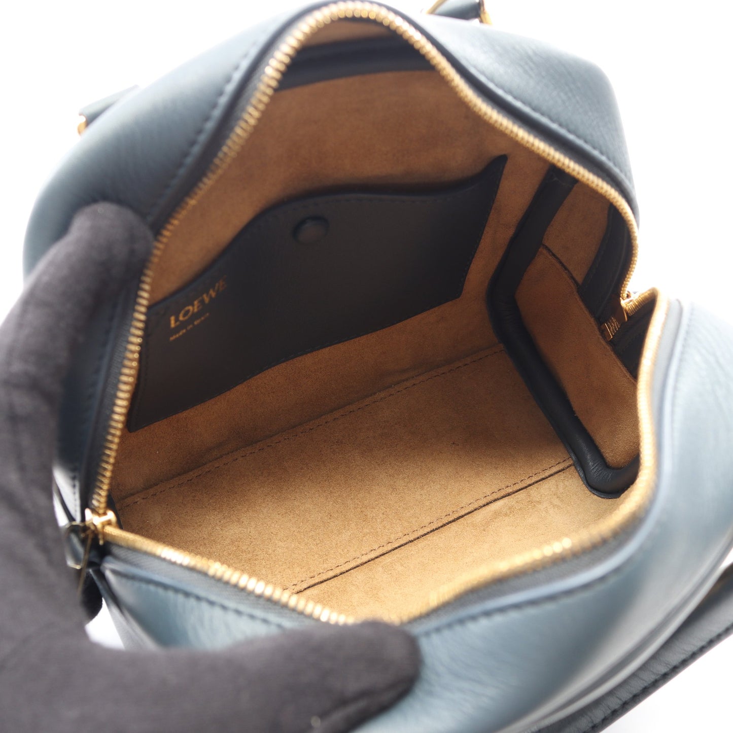 アマソナ16 スクエア ハンドバッグ レザー ダークブルー 2WAY ロエベ バッグ LOEWE
