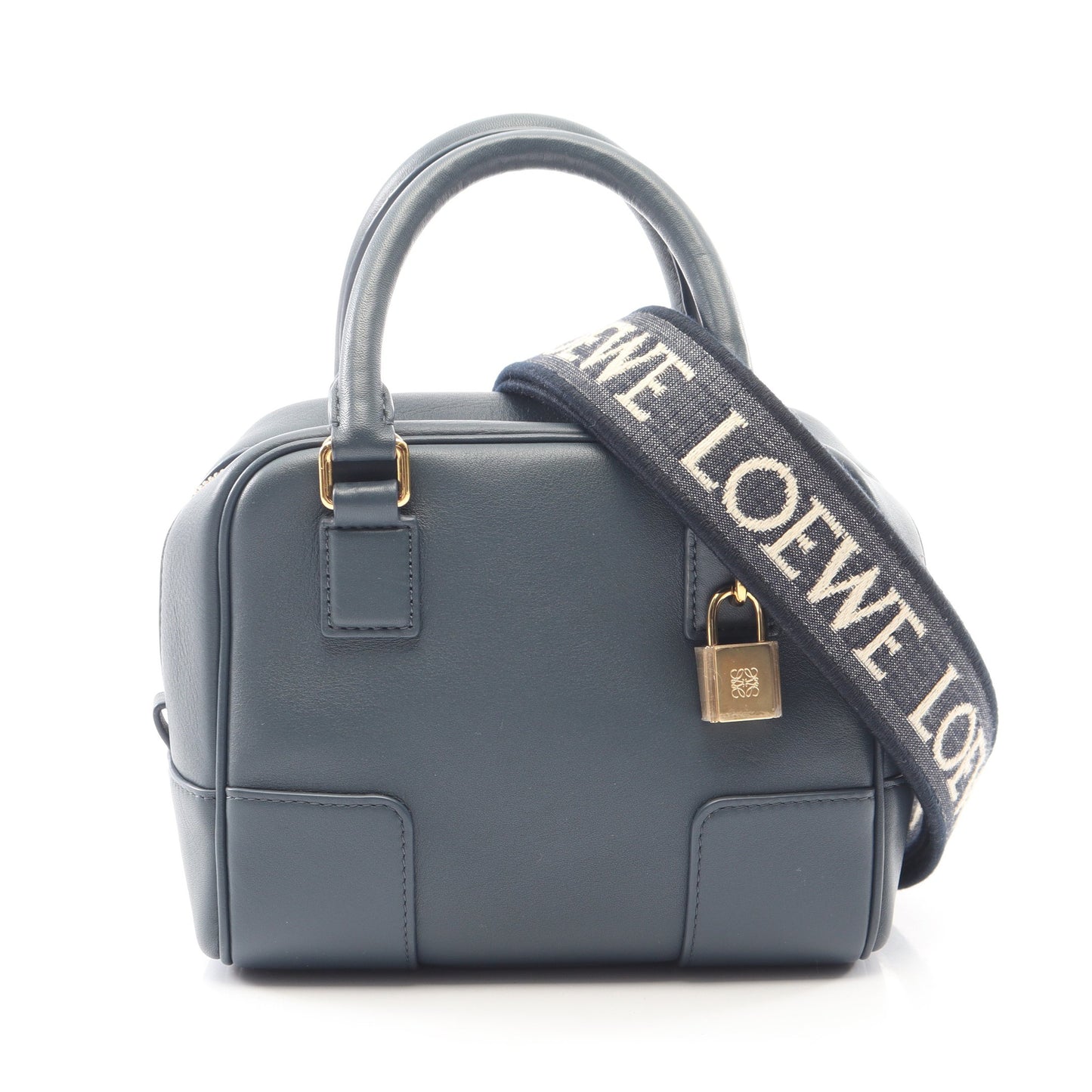 アマソナ16 スクエア ハンドバッグ レザー ダークブルー 2WAY ロエベ バッグ LOEWE