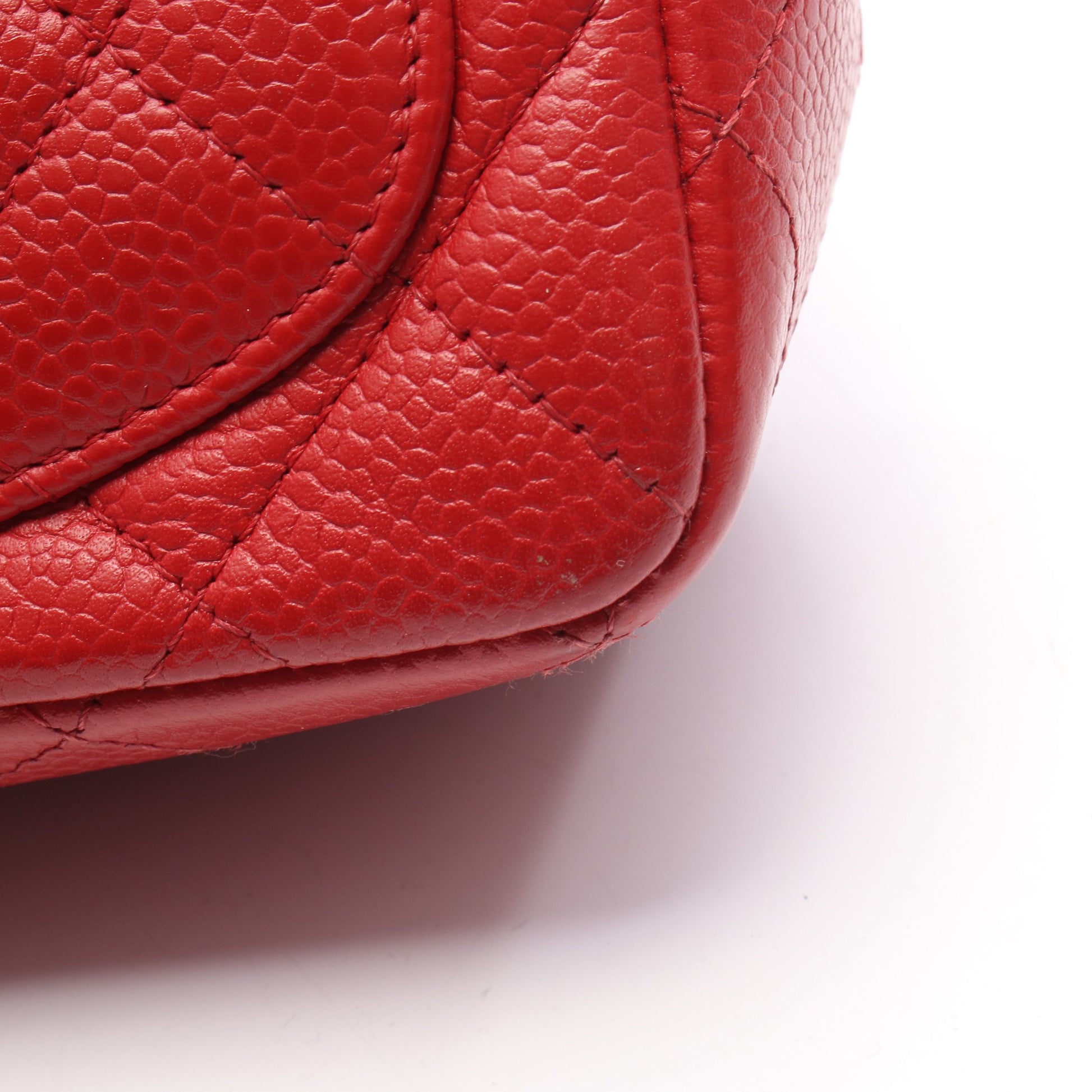 ミニマトラッセ チェーンショルダーバッグ キャビアスキン レッド シルバー金具 シャネル バッグ CHANEL