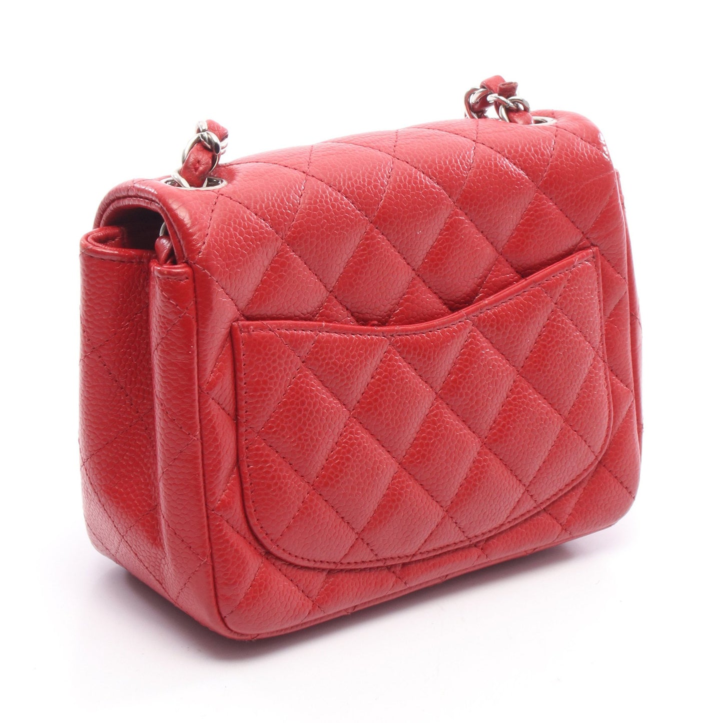 ミニマトラッセ チェーンショルダーバッグ キャビアスキン レッド シルバー金具 シャネル バッグ CHANEL