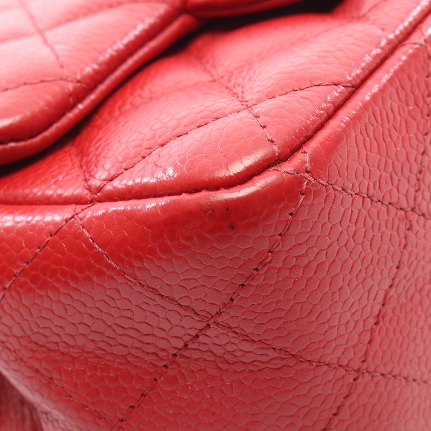 ミニマトラッセ チェーンショルダーバッグ キャビアスキン レッド シルバー金具 シャネル バッグ CHANEL