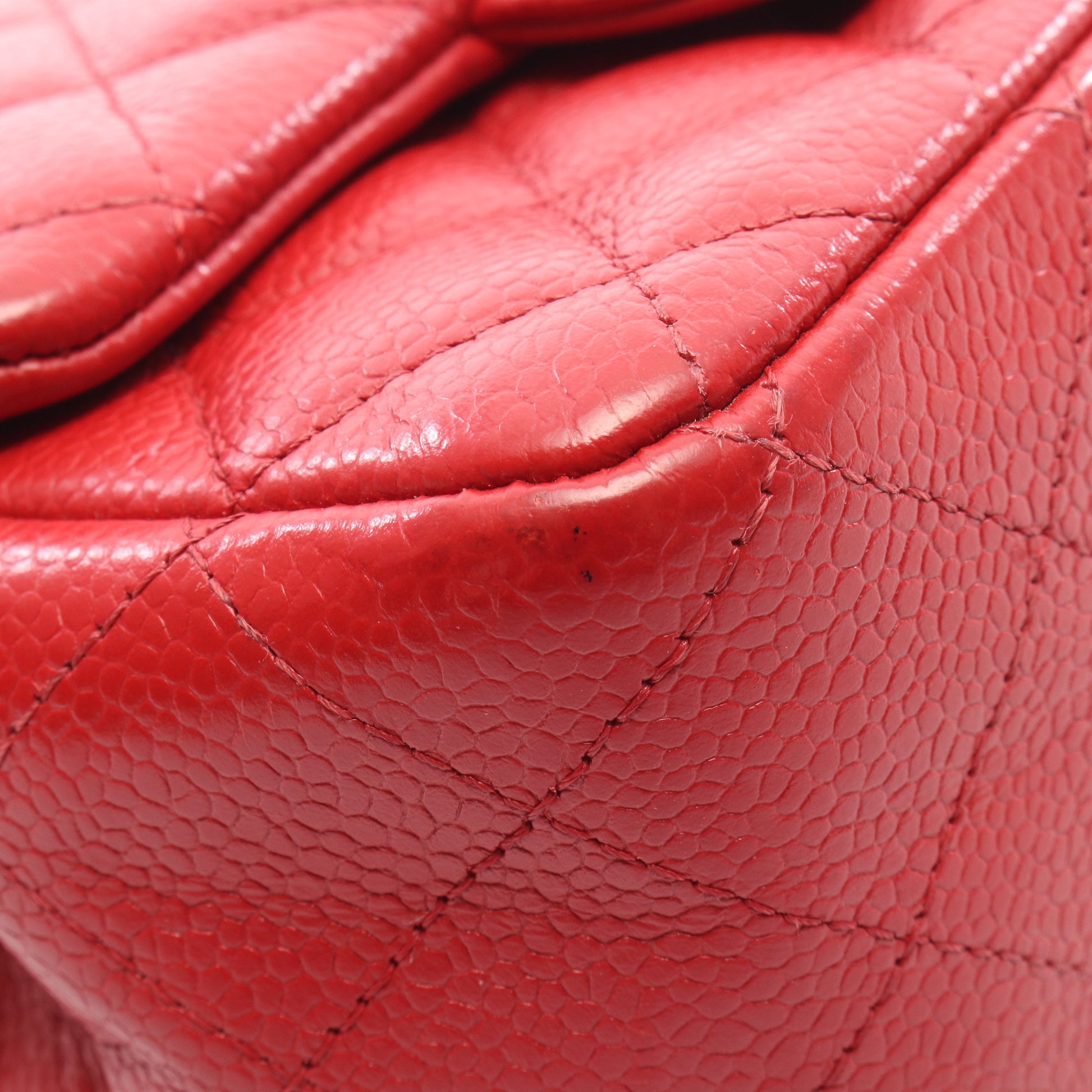 ミニマトラッセ チェーンショルダーバッグ キャビアスキン レッド シルバー金具 シャネル バッグ CHANEL