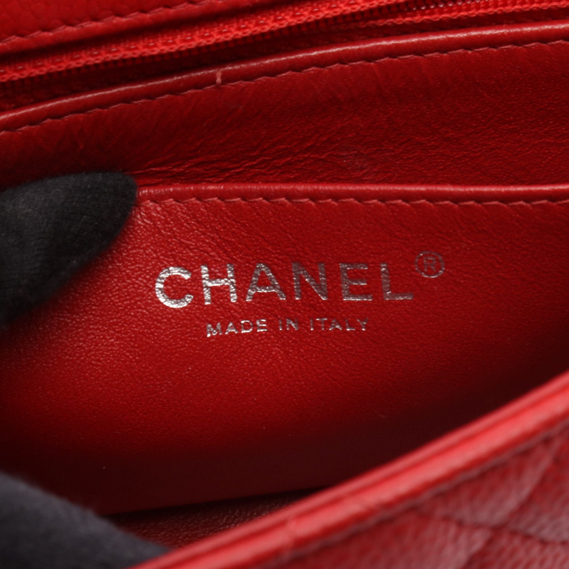 ミニマトラッセ チェーンショルダーバッグ キャビアスキン レッド シルバー金具 シャネル バッグ CHANEL