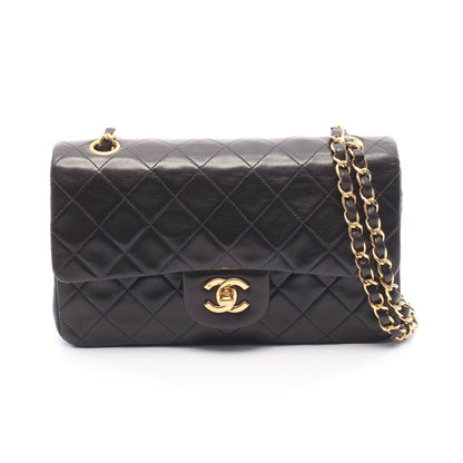 マトラッセ Wフラップ Wチェーンショルダーバッグ ラムスキン ブラック ゴールド金具 シャネル バッグ CHANEL