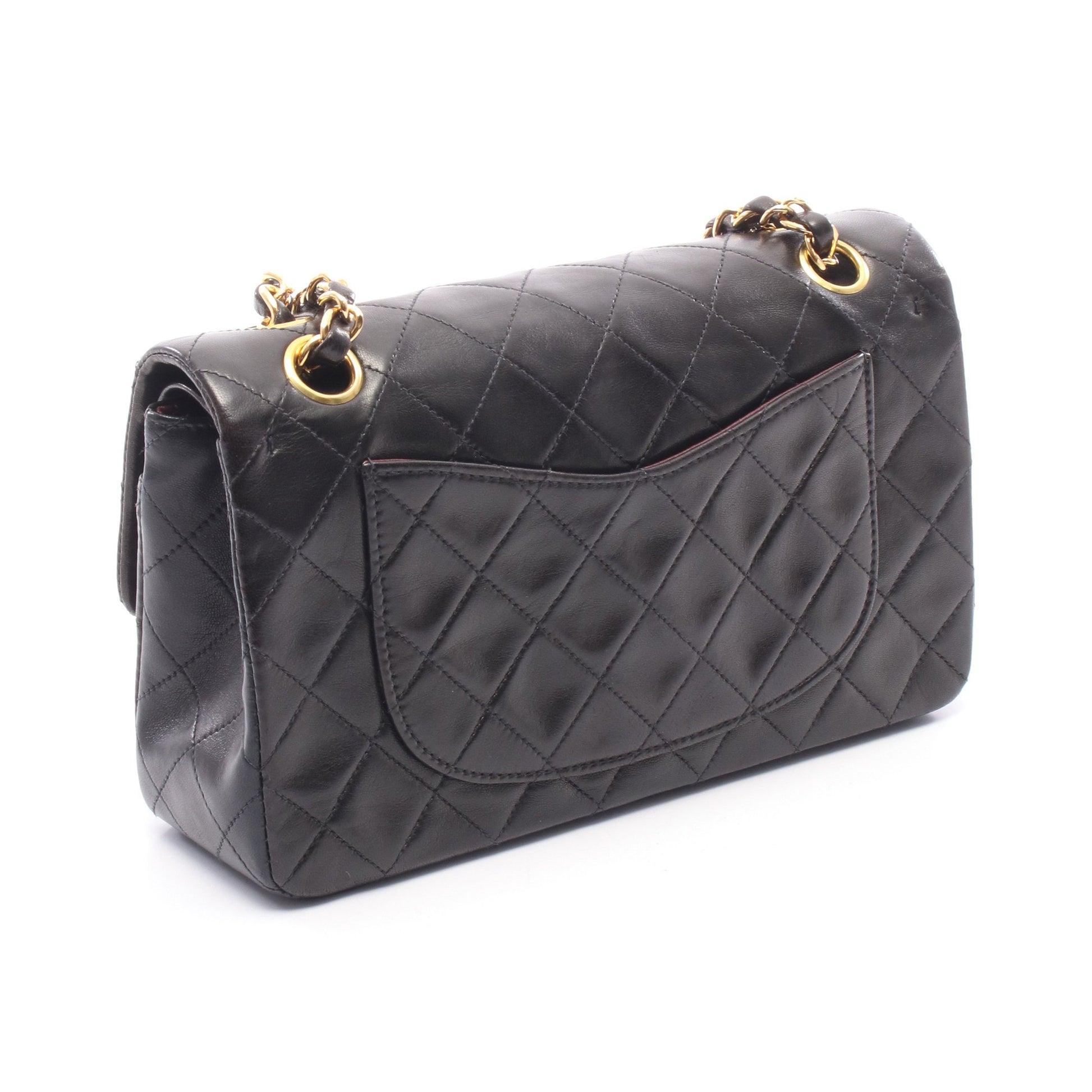 マトラッセ Wフラップ Wチェーンショルダーバッグ ラムスキン ブラック ゴールド金具 シャネル バッグ CHANEL