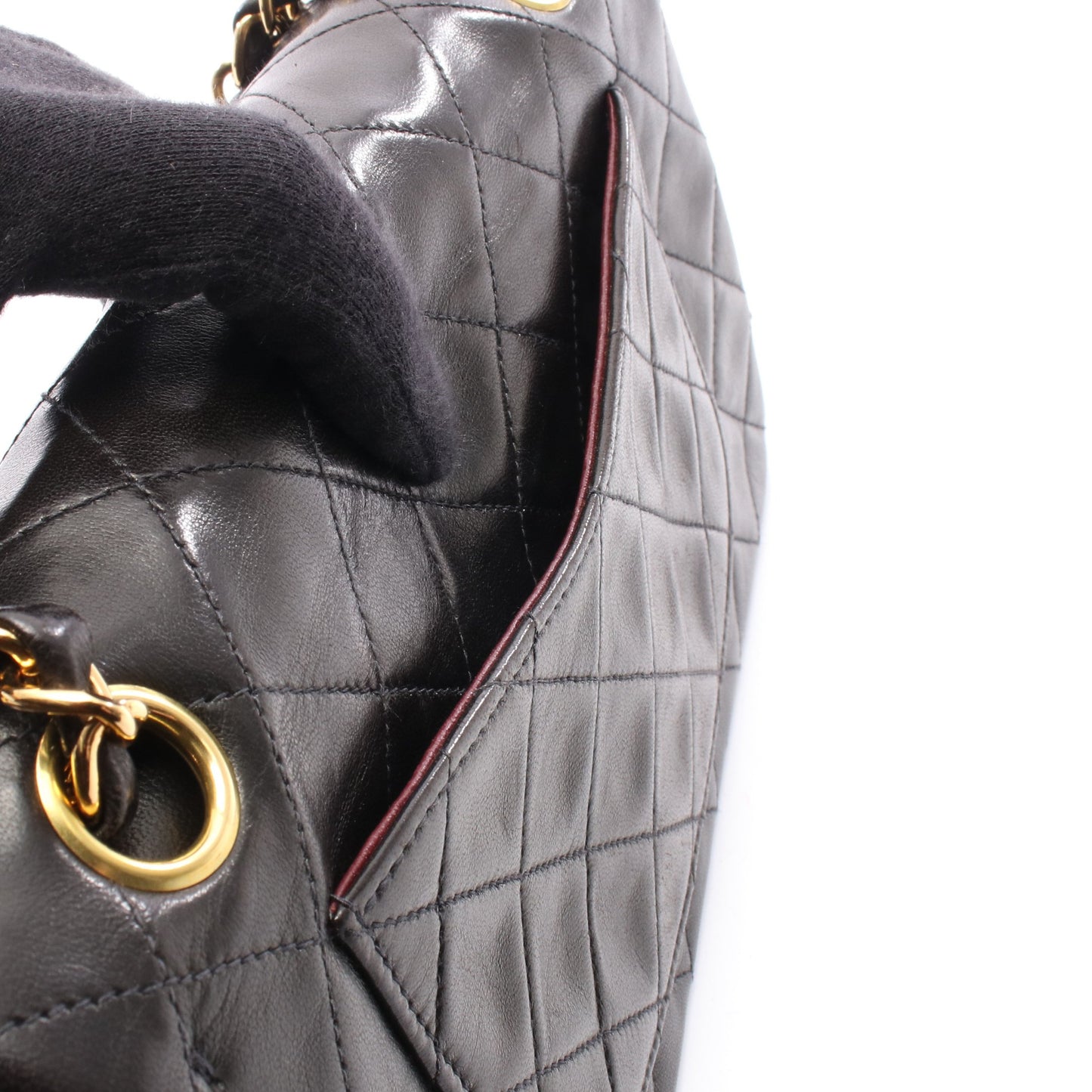 マトラッセ Wフラップ Wチェーンショルダーバッグ ラムスキン ブラック ゴールド金具 シャネル バッグ CHANEL