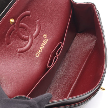 マトラッセ Wフラップ Wチェーンショルダーバッグ ラムスキン ブラック ゴールド金具 シャネル バッグ CHANEL