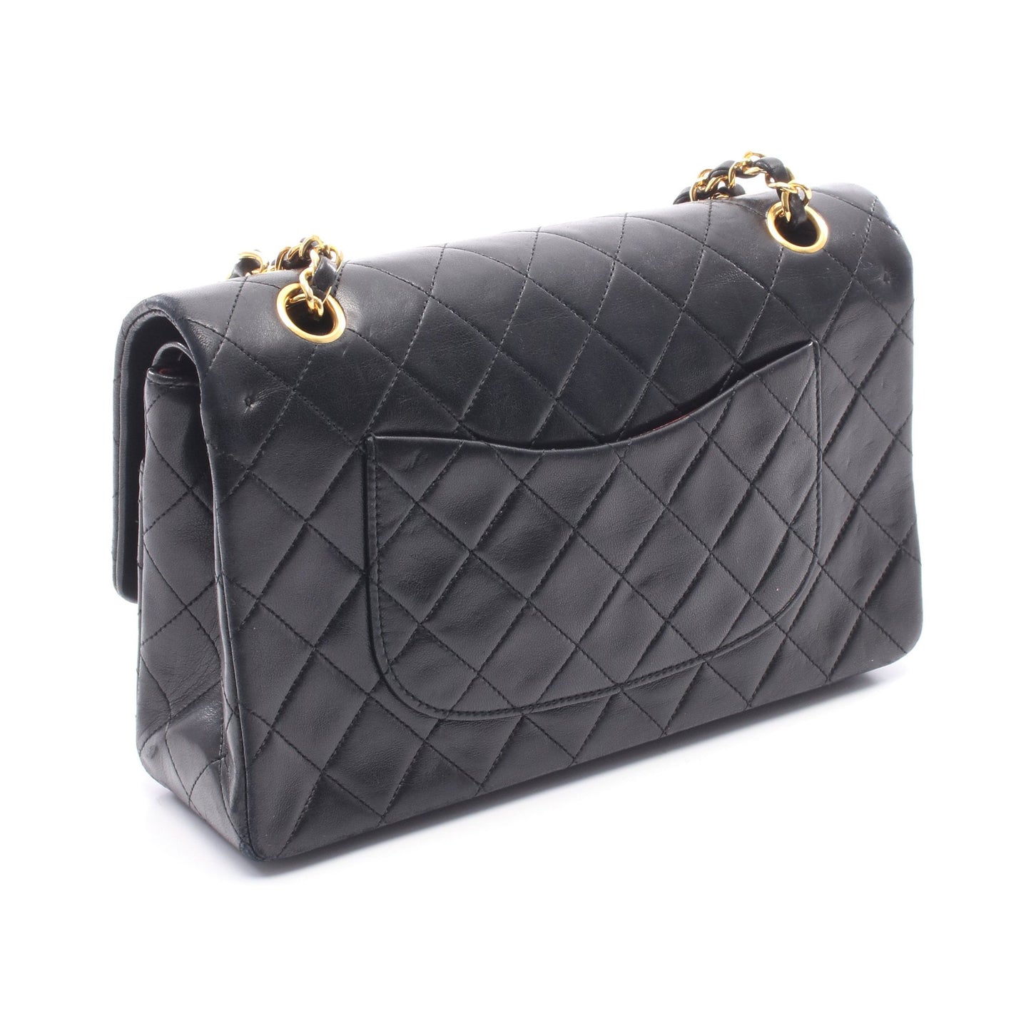 マトラッセ Wフラップ Wチェーンショルダーバッグ ラムスキン ブラック ゴールド金具 シャネル バッグ CHANEL