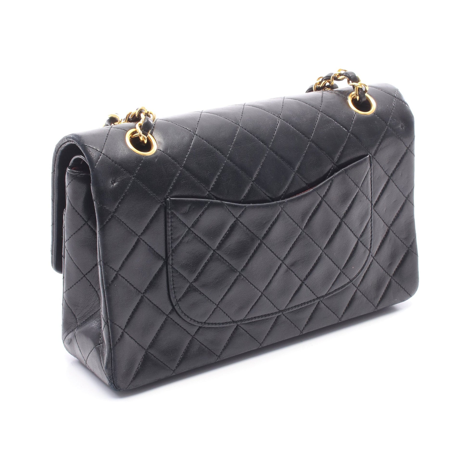 マトラッセ Wフラップ Wチェーンショルダーバッグ ラムスキン ブラック ゴールド金具 シャネル バッグ CHANEL