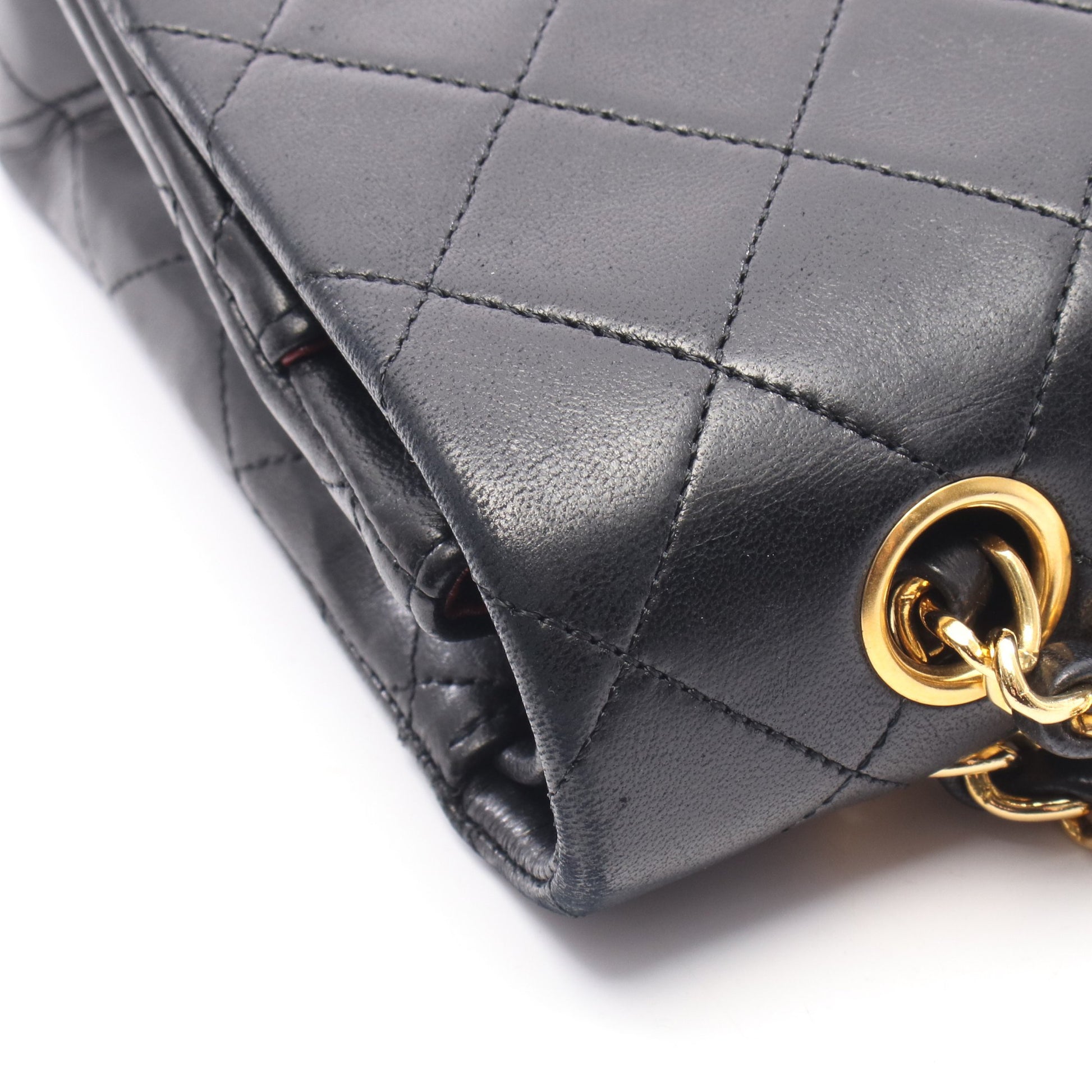 マトラッセ Wフラップ Wチェーンショルダーバッグ ラムスキン ブラック ゴールド金具 シャネル バッグ CHANEL