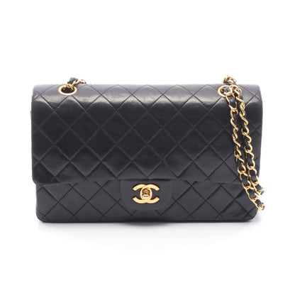 マトラッセ Wフラップ Wチェーンショルダーバッグ ラムスキン ブラック ゴールド金具 シャネル バッグ CHANEL