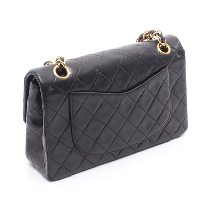マトラッセ Wフラップ Wチェーンショルダーバッグ ラムスキン ブラック ゴールド金具 シャネル バッグ CHANEL