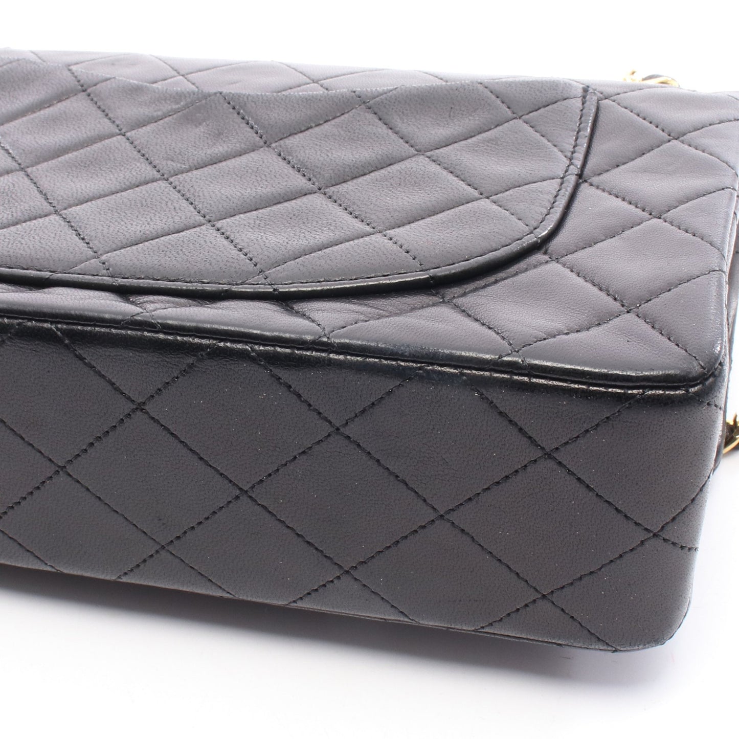 マトラッセ Wフラップ Wチェーンショルダーバッグ ラムスキン ブラック ゴールド金具 シャネル バッグ CHANEL