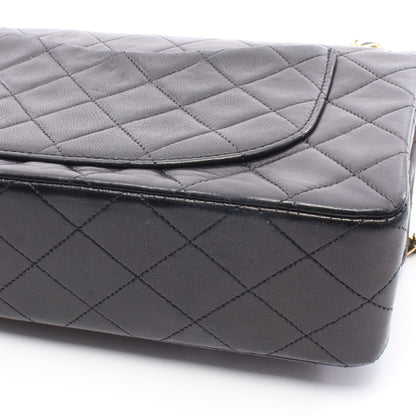 マトラッセ Wフラップ Wチェーンショルダーバッグ ラムスキン ブラック ゴールド金具 シャネル バッグ CHANEL
