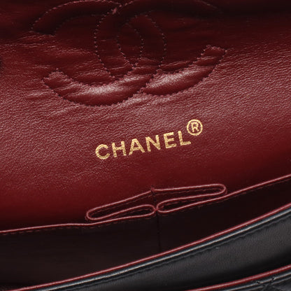 マトラッセ Wフラップ Wチェーンショルダーバッグ ラムスキン ブラック ゴールド金具 シャネル バッグ CHANEL
