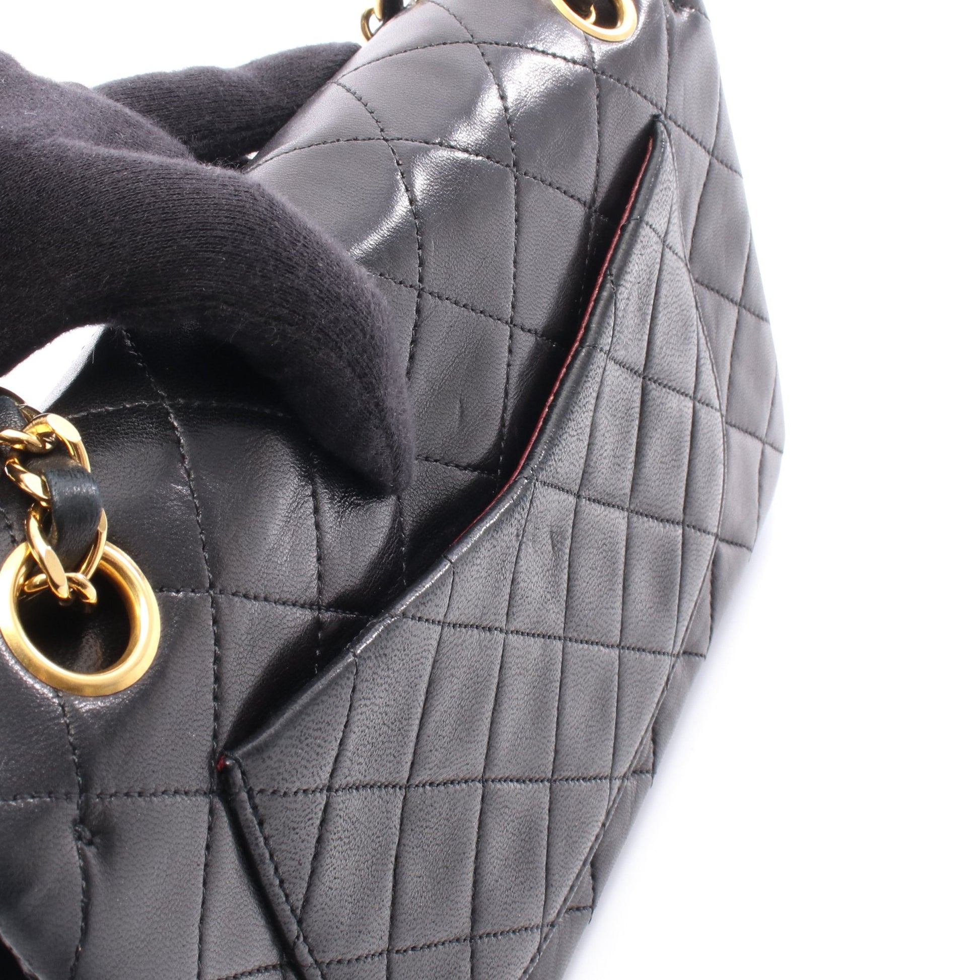 マトラッセ Wフラップ Wチェーンショルダーバッグ ラムスキン ブラック ゴールド金具 シャネル バッグ CHANEL