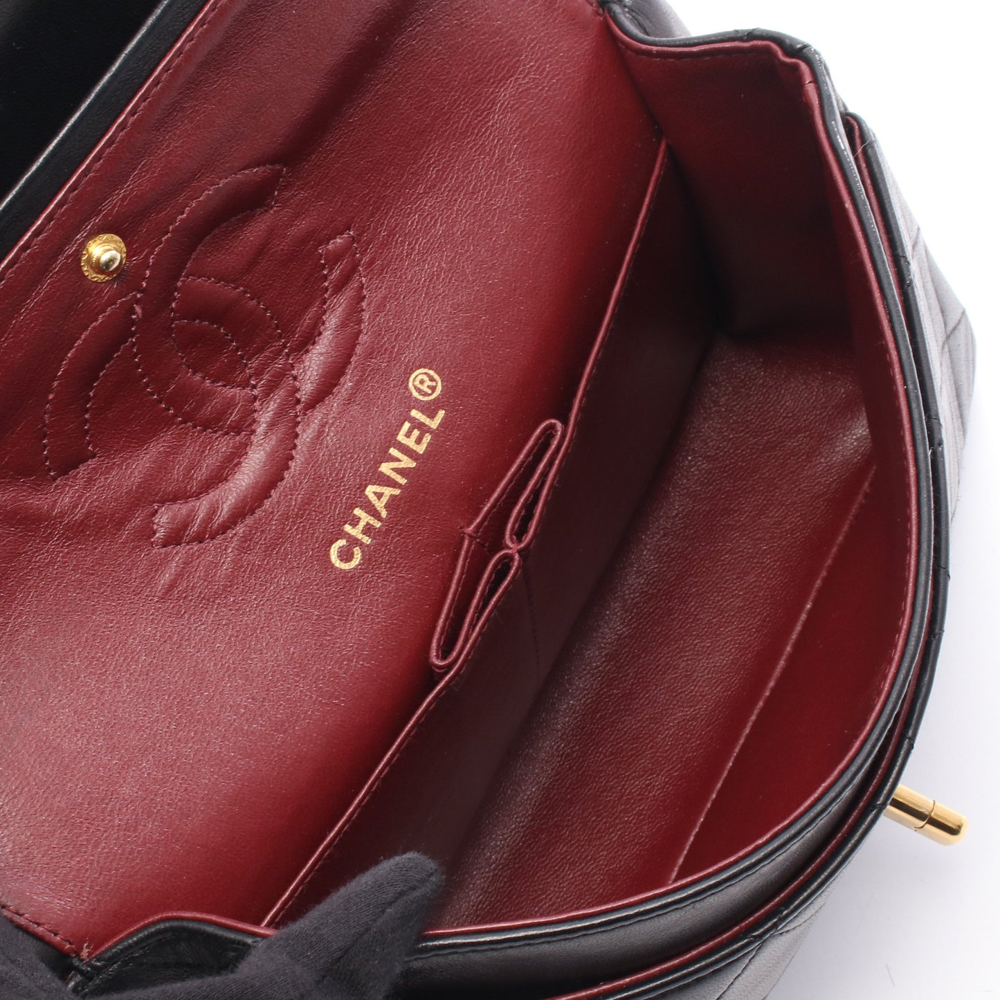 マトラッセ Wフラップ Wチェーンショルダーバッグ ラムスキン ブラック ゴールド金具 シャネル バッグ CHANEL