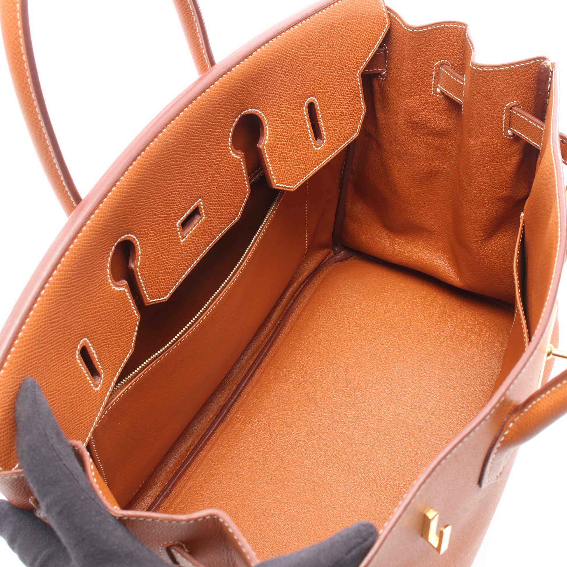 バーキン35 ゴールド ハンドバッグ ヴォーエプソン ブラウン ゴールド金具 □L刻印 エルメス バッグ HERMES