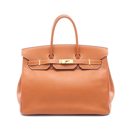 バーキン35 ゴールド ハンドバッグ ヴォーエプソン ブラウン ゴールド金具 □L刻印 エルメス バッグ HERMES