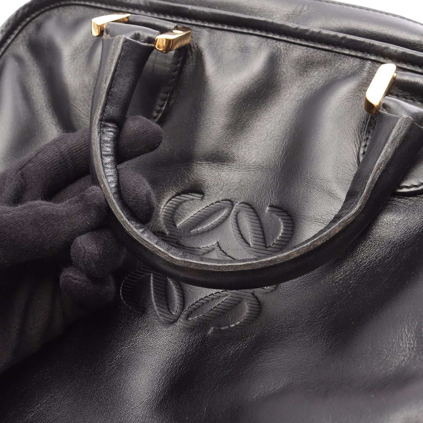 アマソナ32 ハンドバッグ レザー ブラック ロエベ バッグ LOEWE