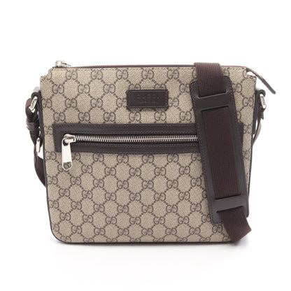 GGスプリーム メッセンジャー ショルダーバッグ PVC レザー ベージュ ダークブラウン グッチ バッグ GUCCI