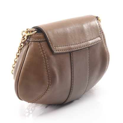 バンブー クレスト チェーンショルダーバッグ レザー ファー カーキブラウン グッチ バッグ GUCCI