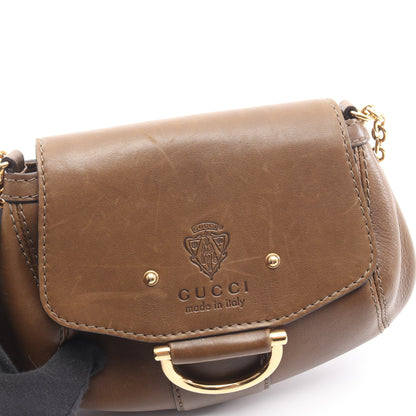 バンブー クレスト チェーンショルダーバッグ レザー ファー カーキブラウン グッチ バッグ GUCCI