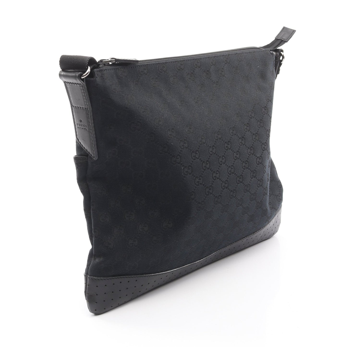 GGキャンバス ショルダーバッグ キャンバス レザー ブラック グッチ バッグ GUCCI