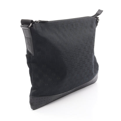 GGキャンバス ショルダーバッグ キャンバス レザー ブラック グッチ バッグ GUCCI