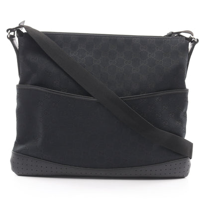 GGキャンバス ショルダーバッグ キャンバス レザー ブラック グッチ バッグ GUCCI