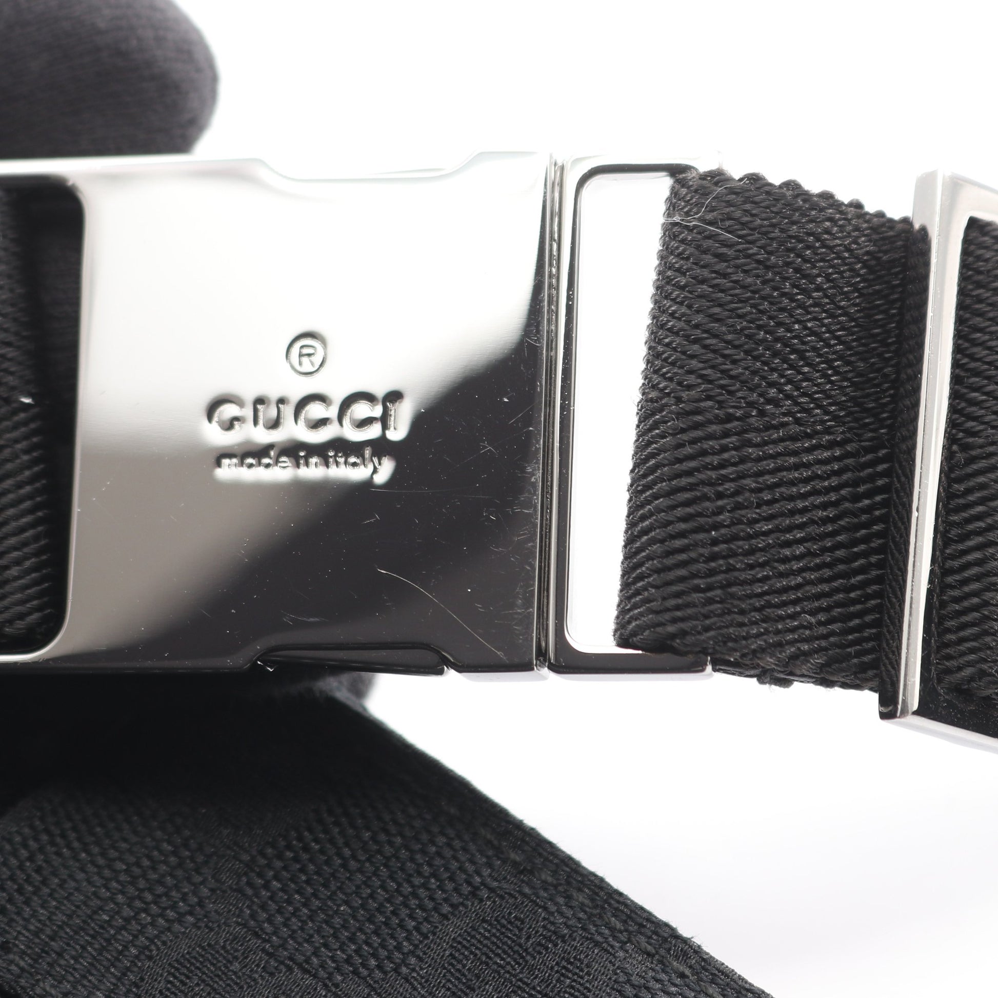 GGキャンバス ボディバッグ ウエストバッグ キャンバス レザー ブラック グッチ バッグ GUCCI