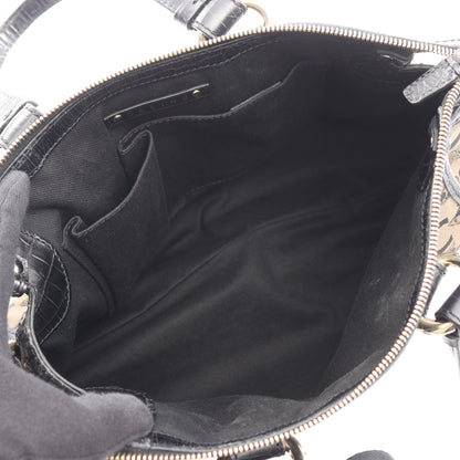 Cマカダム ハンドバッグ キャンバス レザー ベージュ ブラック 2WAY セリーヌ バッグ CELINE