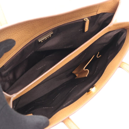 ハンドバッグ ロゴ型押し レザー ベージュ ロエベ バッグ LOEWE