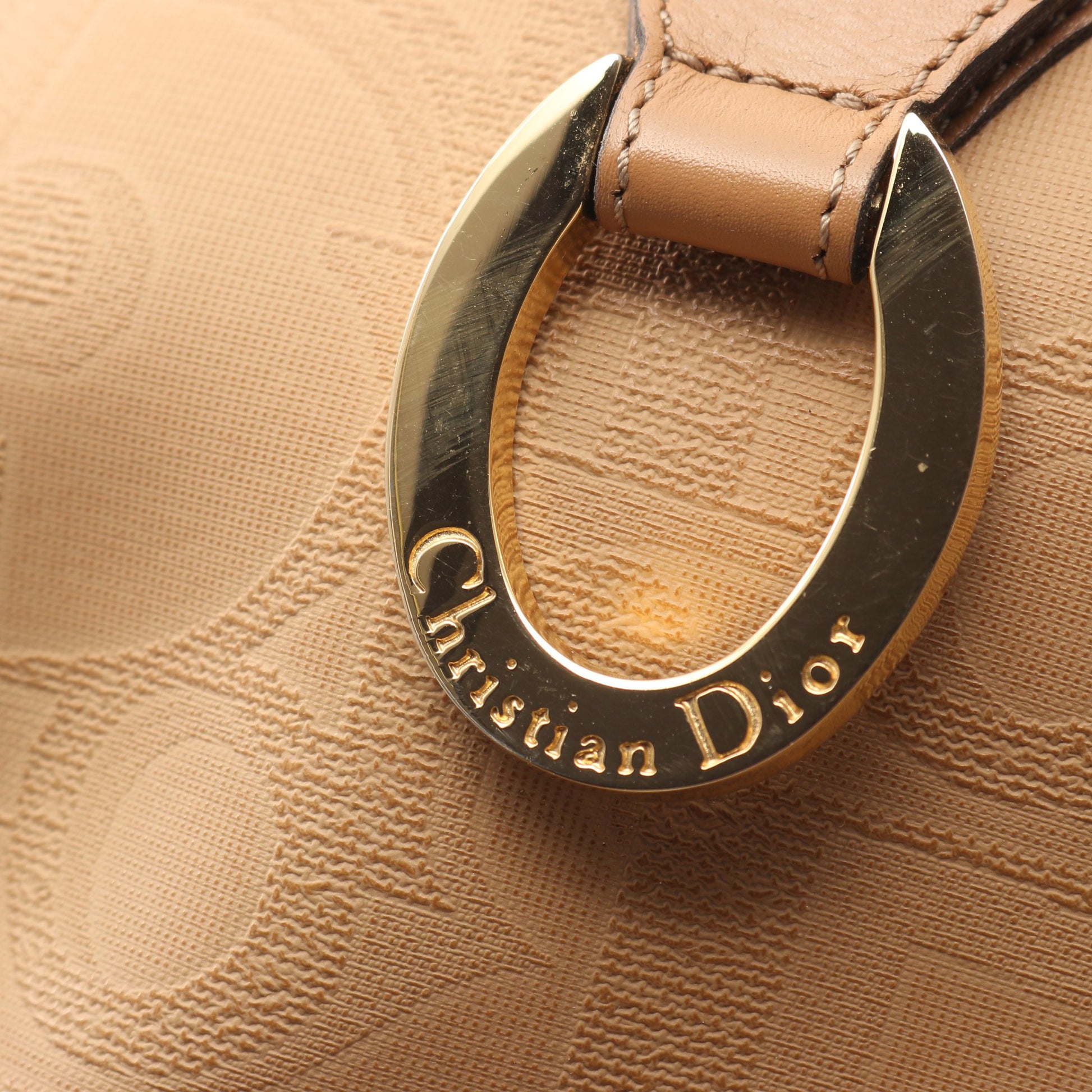 トロッター ショルダーバッグ オーバル金具 PVC レザー ベージュ クリスチャンディオール バッグ Christian Dior