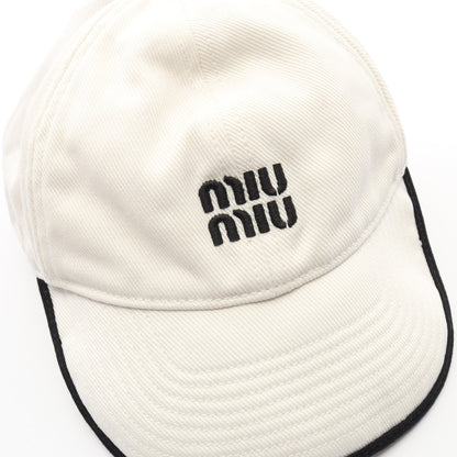 ロゴ刺繍 ベースボール キャップ コットン ホワイト ブラック ミュウミュウ 財布・小物 miu miu