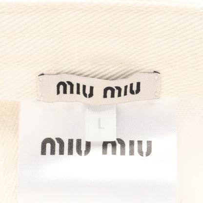 ロゴ刺繍 ベースボール キャップ コットン ホワイト ブラック ミュウミュウ 財布・小物 miu miu