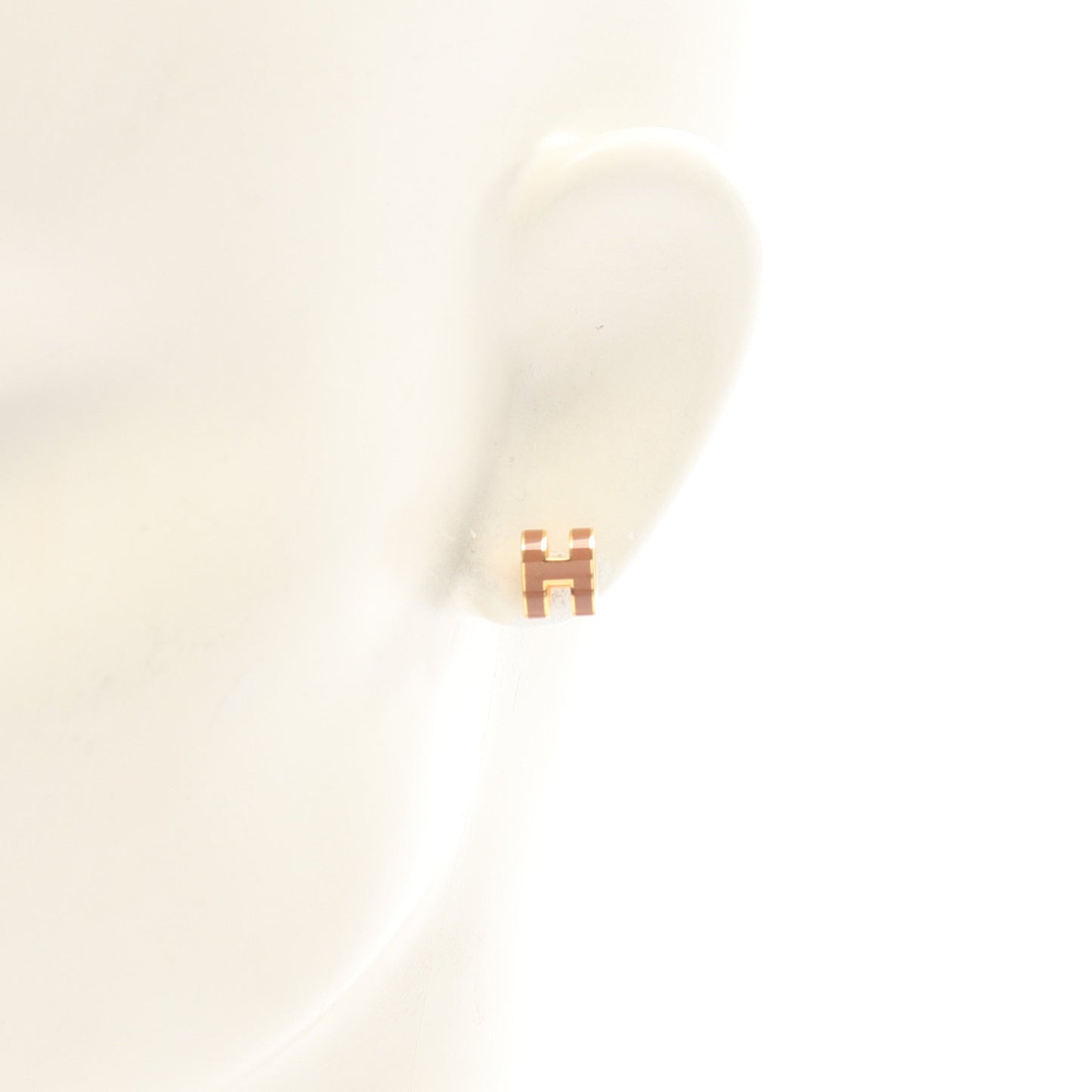 MINI POP H ミニポップアッシュ ピアス GP ゴールド ピンクベージュ エルメス アクセサリー HERMES