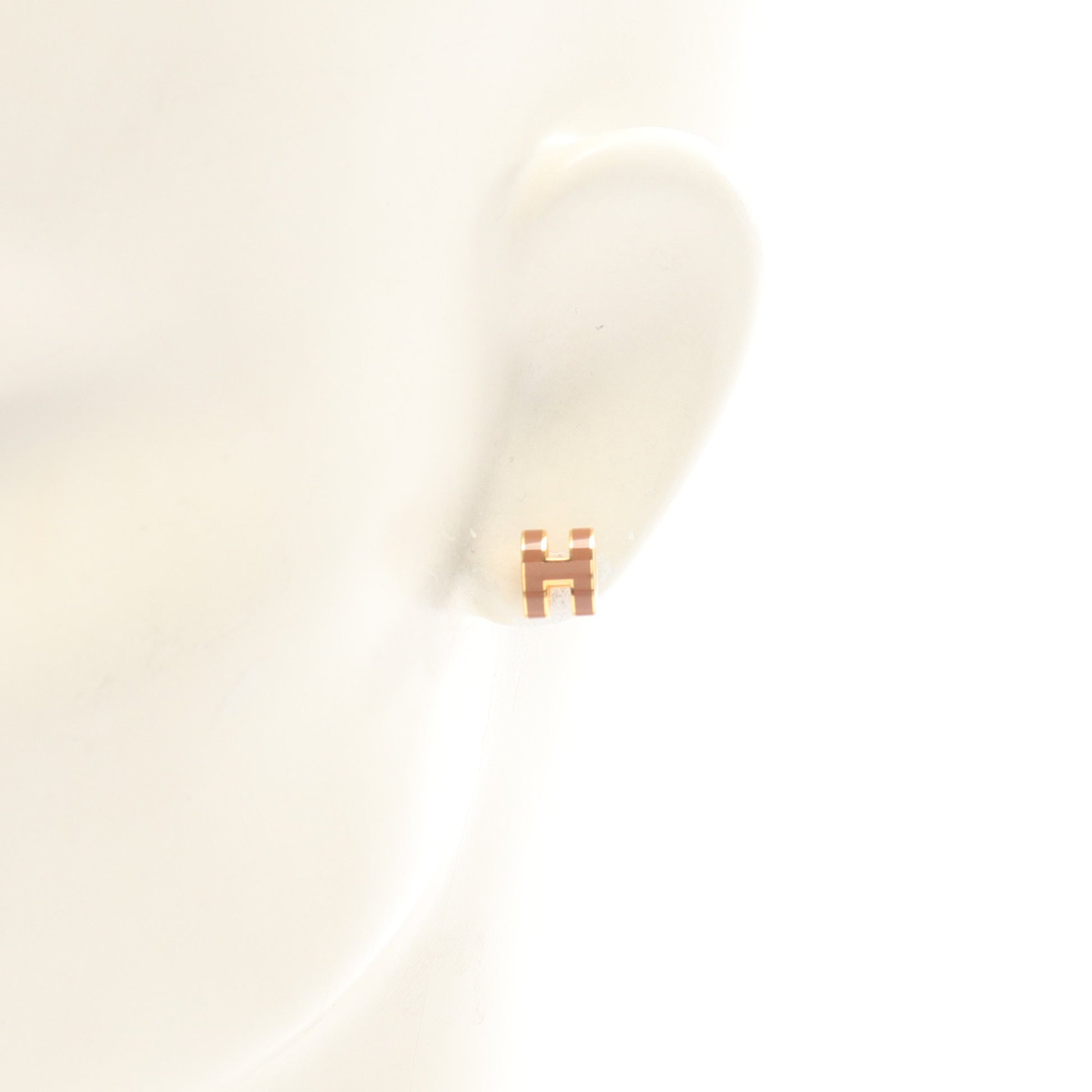MINI POP H ミニポップアッシュ ピアス GP ゴールド ピンクベージュ エルメス アクセサリー HERMES