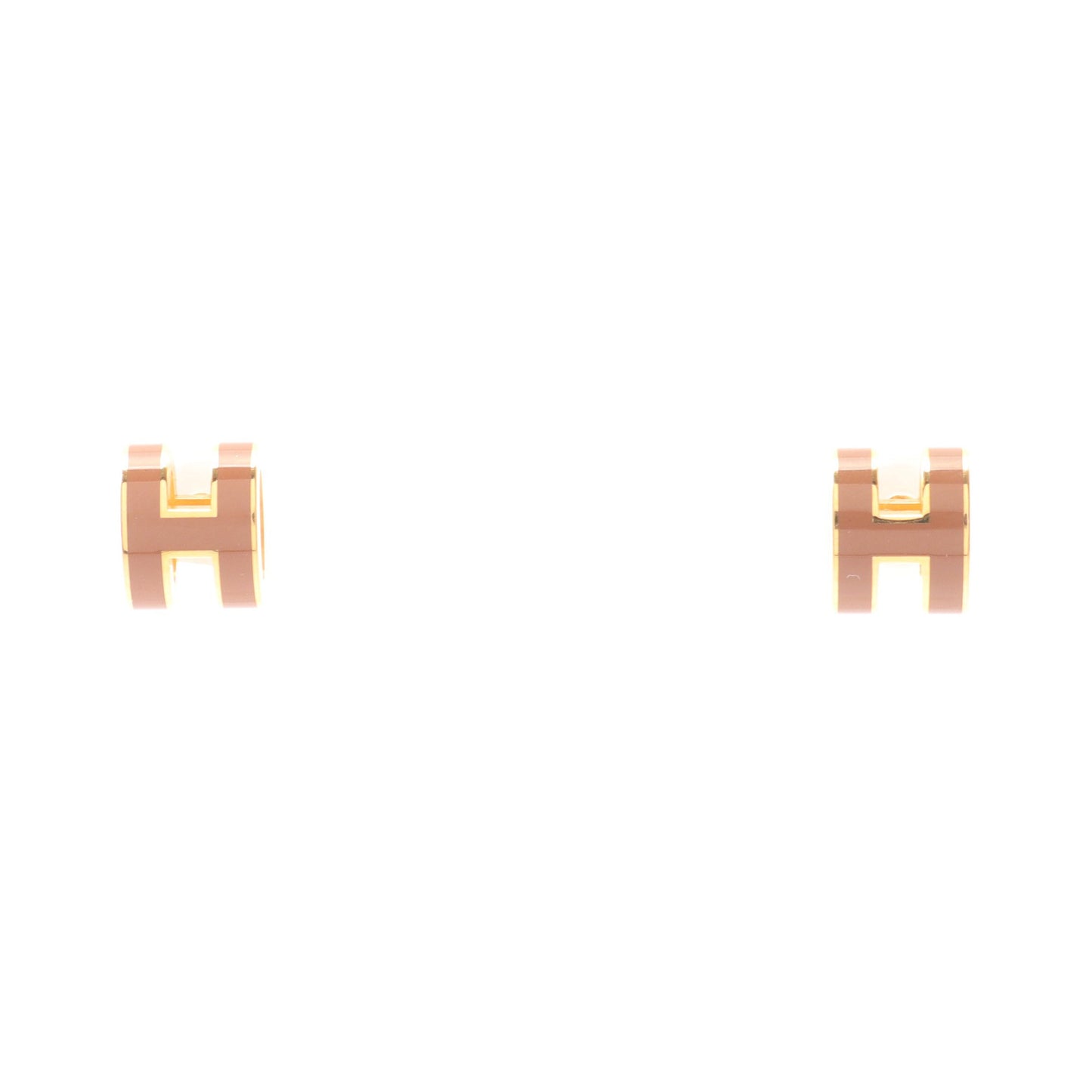 MINI POP H ミニポップアッシュ ピアス GP ゴールド ピンクベージュ エルメス アクセサリー HERMES
