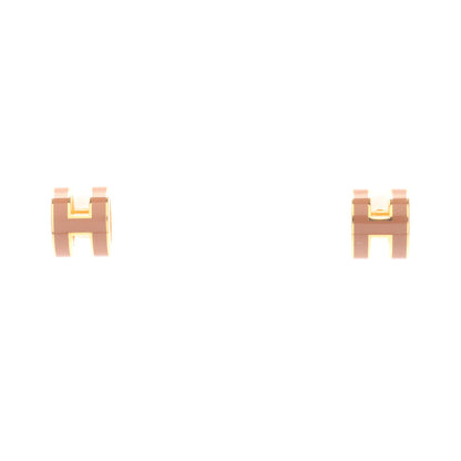 MINI POP H ミニポップアッシュ ピアス GP ゴールド ピンクベージュ エルメス アクセサリー HERMES