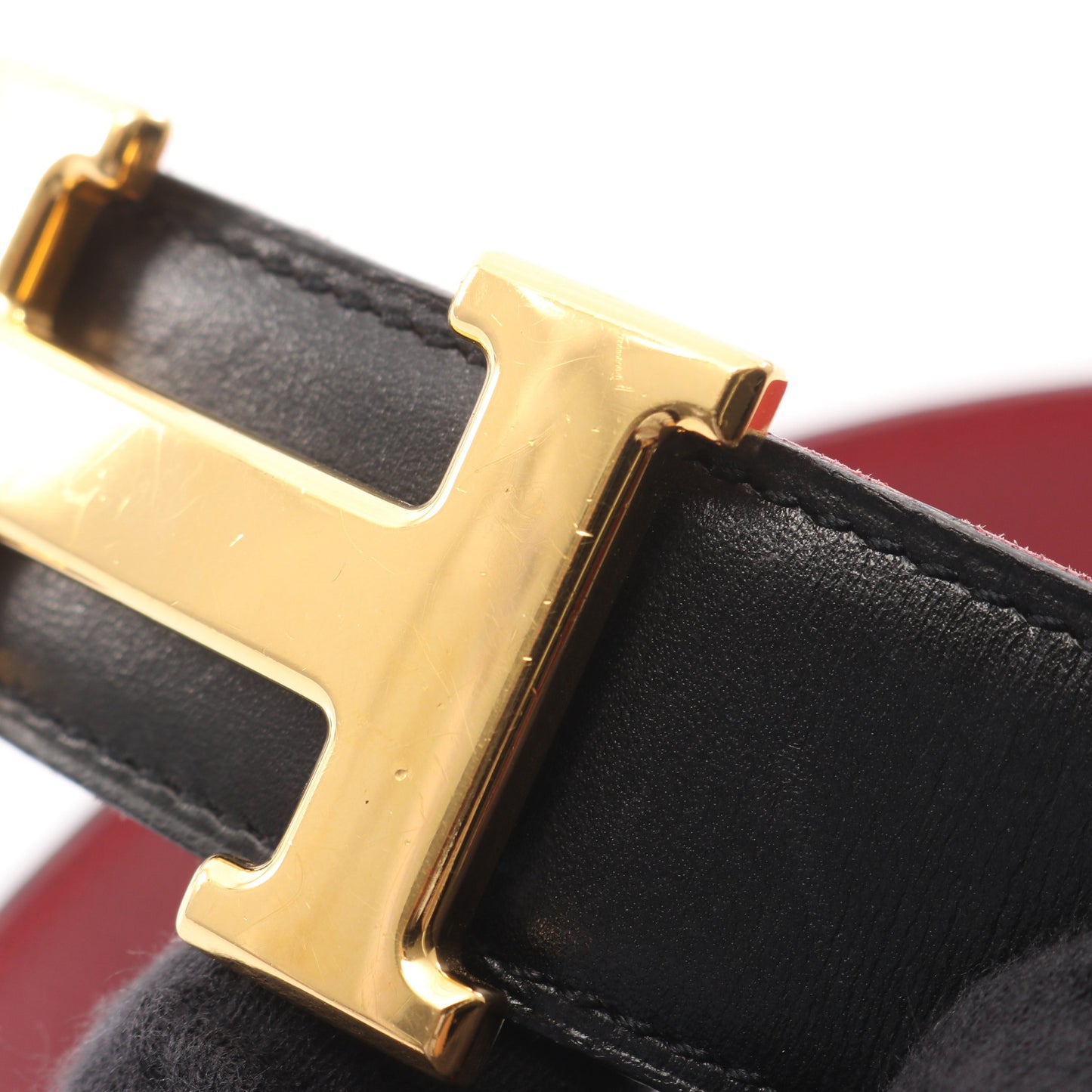 コンスタンス Hベルト リバーシブル ベルト レザー ブラック レッド ゴールド金具 □B刻印 エルメス 財布・小物 HERMES