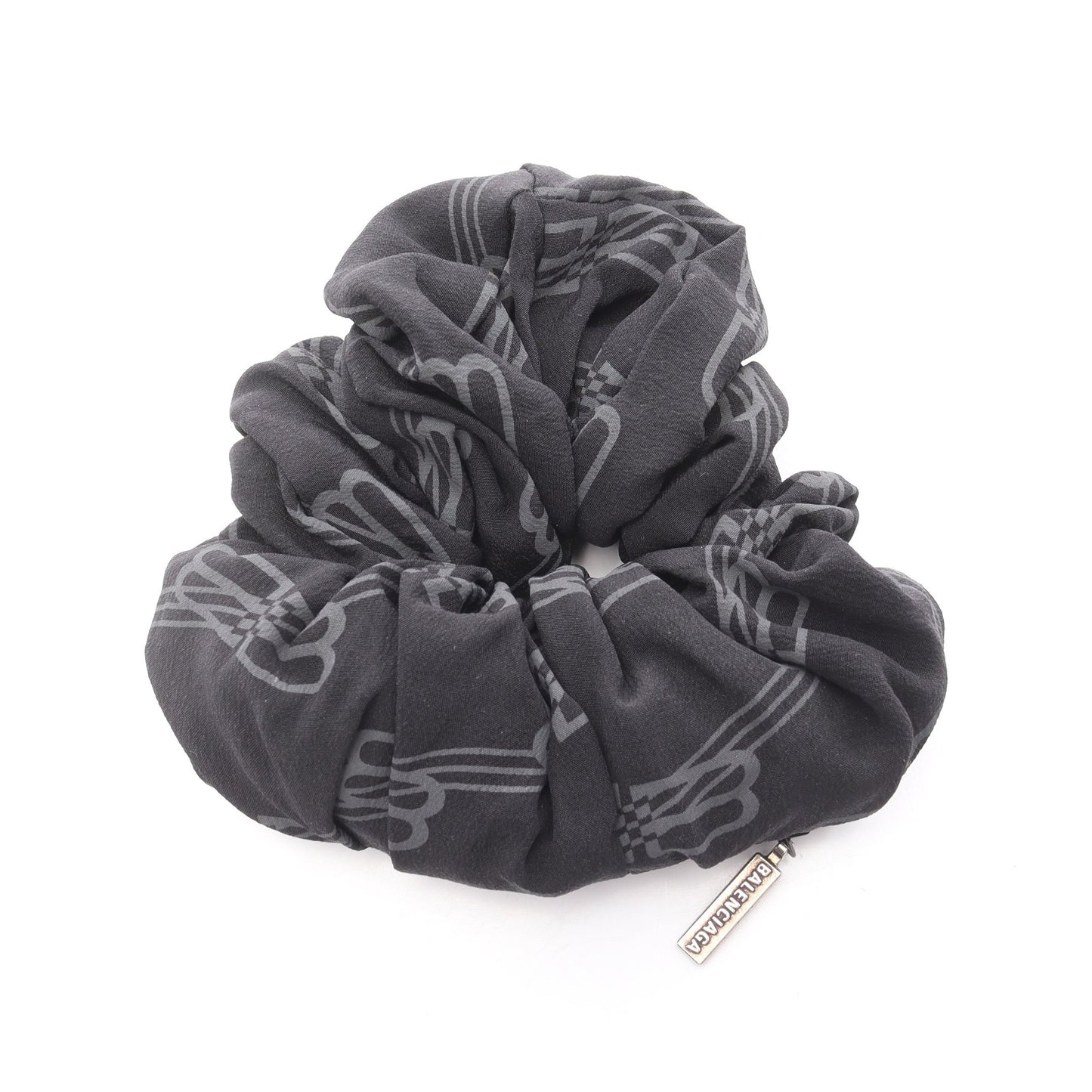 BBモノグラム シュシュ ヘアアクセサリー シルク ブラック ダークグレー バレンシアガ アクセサリー BALENCIAGA
