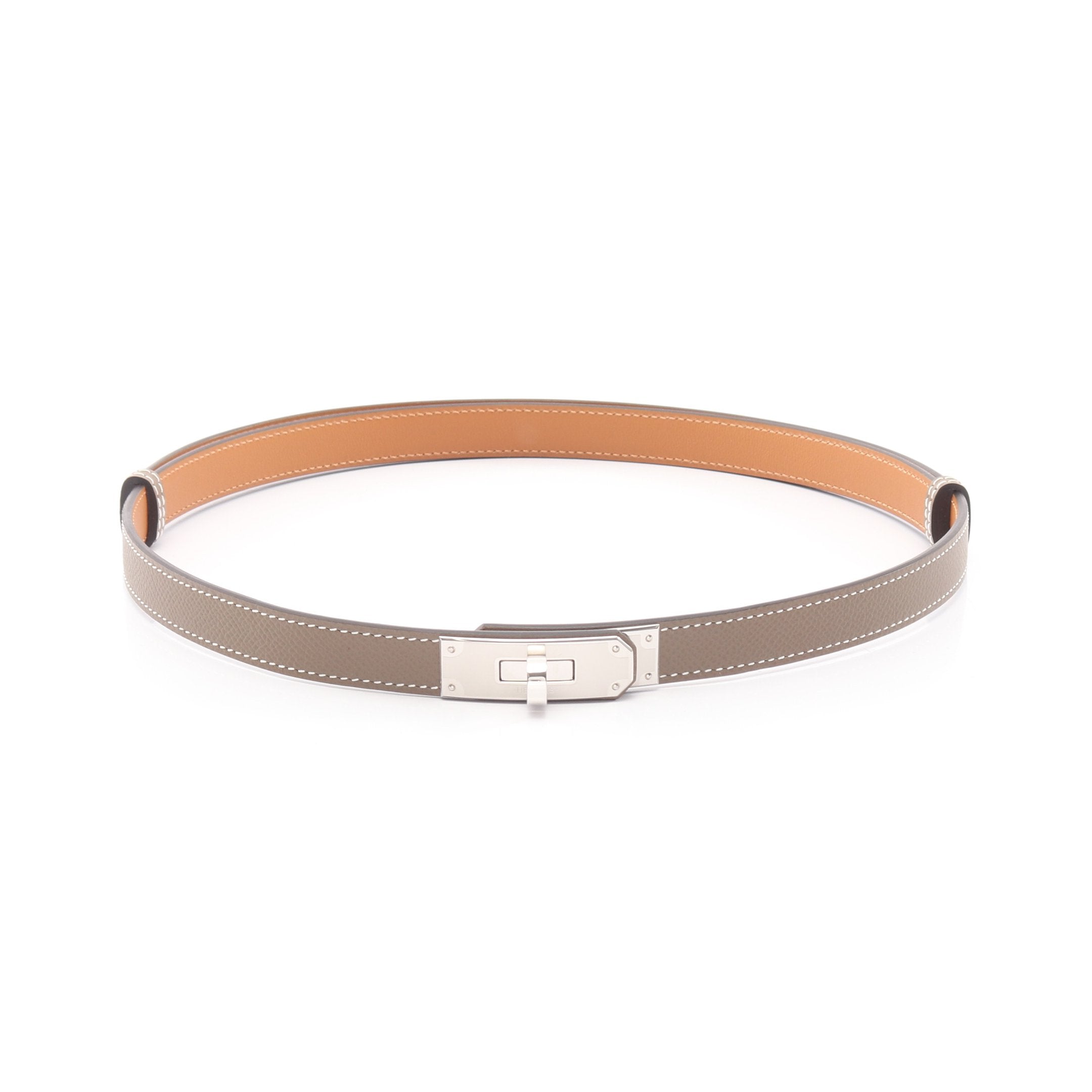 【新品未使用】エルメス ケリー ベルト エトゥープ シルバー金具 K刻印 HERMES - 【新品・未使用品】エルメス ケリーベルト 18 エトゥープ
